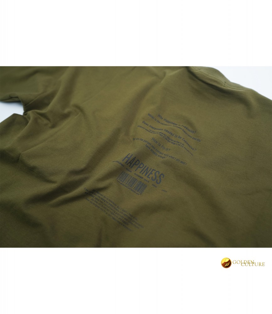 HAPPINESS IS EXPENSIVE Pockets Oversized T-Shirt (Army Green)